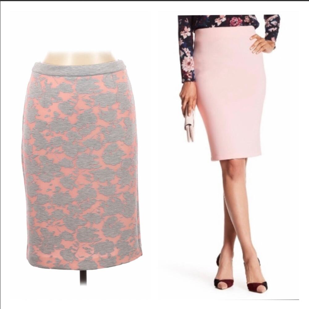 Catharine Malandrino pink and grey patterned scuba pencil skirt,‎ size 6